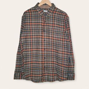 Grove & Hollow Men's Size XXL Orange Flannel Plaid Button Up 100% Cotton Fall